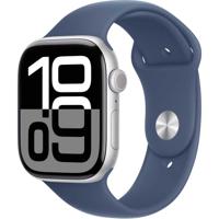 Apple Watch Series 10, GPS 46mm, Silver Aluminum, Case with Denim Sport Band - M/L