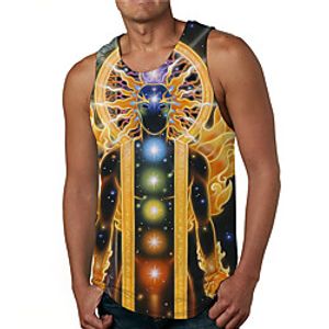 Men's Tank Top Undershirt 3D Print Graphic Prints Buddha Print Sleeveless Daily Tops Casual Designer Big and Tall Gold Lightinthebox