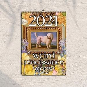 Weird Medieval Dogs Calendar 2024 Dog Wall Caledar Funny Dogs Wall Calendar Monthly Hanging Giftable Thick Paper Cute Calendars Office Home Animals 11  8.5 Inches Lightinthebox