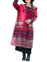 Ethnic Print Patchwork Women Coats
