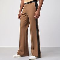 Men's Dress Pants Flared Pants Trousers Patchwork Pocket Plain Comfort Breathable Outdoor Daily Going out Fashion Casual Black Khaki Lightinthebox - thumbnail