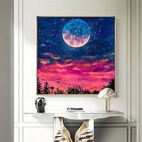 Mintura Handmade Vast Starry Sky Oil Paintings On Canvas Wall Art Decoration Modern Abstract Landscape Pictures For Home Decor Rolled Frameless Unstretched Painting miniinthebox - thumbnail