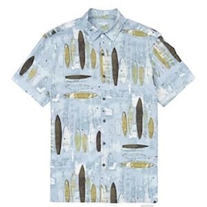 Men's Shirt Summer Hawaiian Shirt Button Up Shirt Casual Shirt Beach shirt Graphic Turndown Light Yellow Blue Light Blue Street Holiday Short Sleeve Button-Down Print Clothing Apparel Hawaiian Lightinthebox