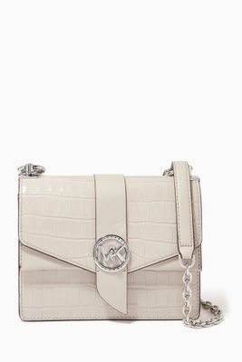 Small Greenwich Crossbody Bag in Croc Embossed Leather