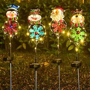 Solar Santa Light Led Garden Outdoor Landscape Lamp Christmas Day Decoration Waterproof Iron Art Snowman Penguin Elk Lighting miniinthebox