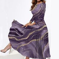 Women's Casual Dress Swing Dress Midi Dress Light Purple Purple Long Sleeve Ombre Pocket Winter Fall Spring Crew Neck Fashion Daily Weekend 2022 S M L XL XXL 3XL miniinthebox - thumbnail