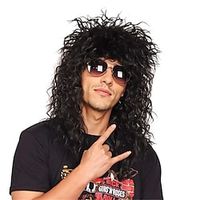 Mens 80s Wig Long Black Curly Wigs Rocker Costume Wig Men Fashion Smart Rocker Style Wig cosplay wig for Halloween miniinthebox