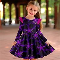 Girls' 3D Floral Ruffle Dress Long Sleeve 3D Print Spring Fall Sports  Outdoor Daily Holiday Cute Casual Beautiful Kids 3-12 Years Casual Dress A Line Dress Above Knee Polyester Regular Fit Lightinthebox - thumbnail