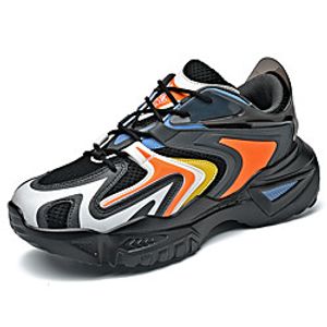Men's Trainers Athletic Shoes Sporty Athletic Daily Running Shoes Walking Shoes Mesh PU Breathable Non-slipping Height-increasing White Black Rainbow Color Block Fall Spring miniinthebox