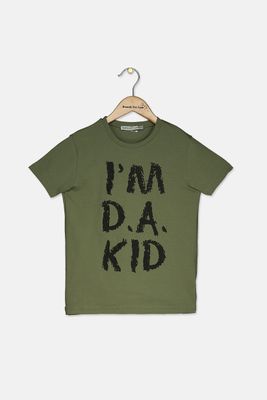 Kids Boys Graphic IM D.A KID Short Sleeve Tee  Olive/Black