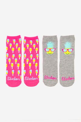 Kids Girls 2 Pack Crew Sock Grey/Neon Pink Combo Kids Girls 2 Pack Crew Sock Grey/Neon Pink Combo