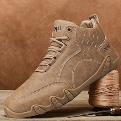 Men's Boots Retro Handmade Shoes Walking Casual Outdoor Daily PU Breathable Lace-up Black Brown Gray Spring Fall Lightinthebox