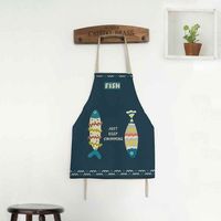 Cotton Linen Apron Fashionable Fish Print Cooking Apron Home Kitchen Cooking Baking Accessories