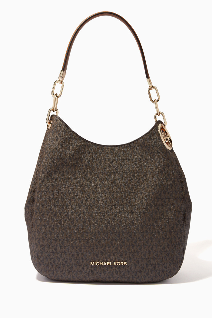 Large Lillie Shoulder Bag in Logo Canvas - brown