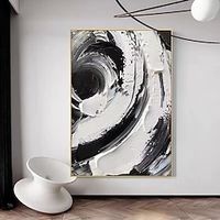 Simple Thick Texture Canvas Abstract Black And White Art Painting Large Size Wall Picture For Bedroom Custom Artwork Rolled Canvas (No Frame) Lightinthebox - thumbnail