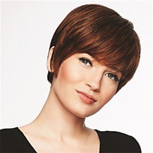 Synthetic Wig kinky Straight With Bangs Wig Short Black / Gold Synthetic Hair 18 inch Women's Fashionable Design Life Classic Black / Blonde miniinthebox