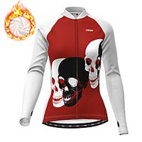 21Grams Women's Long Sleeve Cycling Jersey Winter Fleece Polyester White Black Sugar Skull Skull Funny Bike Jacket Jersey Top Mountain Bike MTB Road Bike Cycling Thermal Warm Fleece Lining Warm Sports miniinthebox - thumbnail