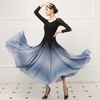 Ballroom Dance Dress Split Joint Women's Training Performance 34 Length Sleeve Natural Crystal Cotton Imitation Silk Lightinthebox - thumbnail