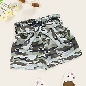Kids Toddler Girls' Shorts Green Camouflage Print Active 2-8 Years Lightinthebox