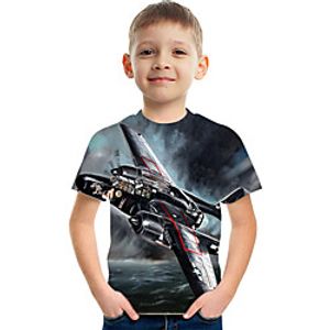 Kids Boys' T shirt Tee Short Sleeve Graphic Black Children Tops Active 3-12 Years miniinthebox