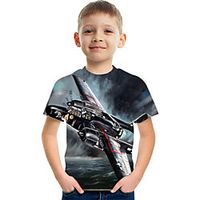 Kids Boys' T shirt Tee Short Sleeve Graphic Black Children Tops Active 3-12 Years miniinthebox - thumbnail