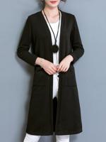 Casual Pure Color Pocket Thin Coat - thumbnail