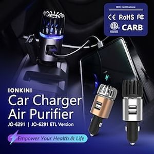 Car Air Purifier 5.6 Million Ionizer Powerful Car Air Freshener Purifier Oxygen Bar 12V 2.1A Dual USB Charger Car Ionic Ozone Air Purifier Lightinthebox