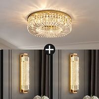 50cm Ceilling Lights Crystal2PCS Wall Light Warm WHite Unique Circle Design Chandelier Metal Morden Luxury Nordic Style Bedroom Living Room LED Chandelier 110-120V 220-240V Lightinthebox - thumbnail