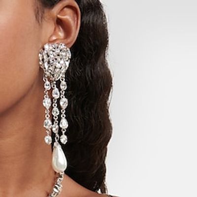 Women's Hoop Earrings Geometrical Heart Precious Luxury Sweet Imitation Diamond Earrings Jewelry Silver For Wedding Party Engagement 1 Pair Lightinthebox