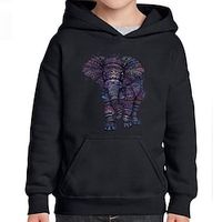 Kids Boys Hoodie Pullover Animal Elephant Long Sleeve Pocket Children Top Outdoor Hoodie Vintage Cool Black Winter 7-13 Years  Fall Lightinthebox - thumbnail