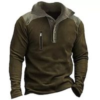 Men's Sweatshirt Army Green Standing Collar Color Block Patchwork Zipper Sports  Outdoor Daily Holiday Basic Casual Tactical Spring   Fall Clothing Apparel Hoodies Sweatshirts  Lightinthebox - thumbnail