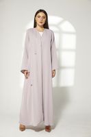 Moistreet Lavender Korean Nida Embroidered Abaya (XS, S, M, L, XL, XXL)