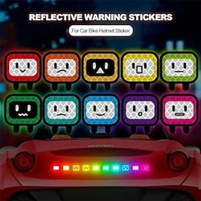 20pcs Reflective Stickers, Cartoon Expression, Electric Car, Motorcycle, Car, Universal Sticker, Creative Scratch Decoration Sticker miniinthebox