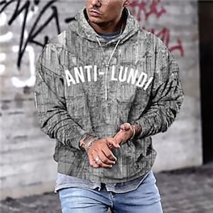 Men's Unisex Pullover Hoodie Sweatshirt Hooded Letter Graphic Prints Print Daily Sports 3D Print Streetwear Designer Hoodies Sweatshirts  Long Sleeve Gray miniinthebox