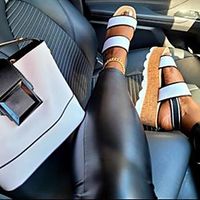 Women's Sandals Platform Sandals Chunky Heel Round Toe PU Color Block White Black miniinthebox - thumbnail