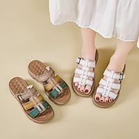 Women's Sandals Orthopedic Sandals Gladiator Sandals Roman Sandals Outdoor Daily Wedge Open Toe Casual Comfort Cowhide Loafer Green Beige Lightinthebox