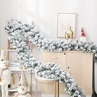 1pc, Snow Flocked Christmas Garland, Snowy Artificial Christmas Garland, Winter Frosted Holiday Pine Garland White Cedar Garland For Xmas Tree Stairs Fireplace Decor. Lightinthebox - thumbnail