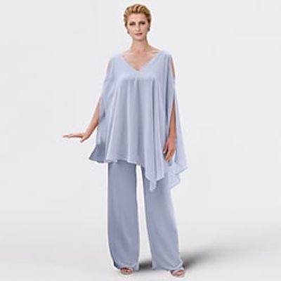 Two Piece Pantsuit Jumpsuit Mother of the Bride Dress Plus Size Elegant V Neck Floor Length Chiffon Sleeveless with Sequin 2022 Lightinthebox Two Piece Pantsuit Jumpsuit Mother of the Bride Dress Plus Size Elegant V Neck Floor Length Chiffon Sleeveless with Sequin 2022 Lightinthebox