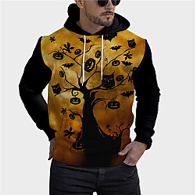 Men's Unisex Pullover Hoodie Sweatshirt Graphic Prints Pumpkin Print Daily Sports 3D Print 3D Print Casual Hoodies Sweatshirts  Yellow Lightinthebox