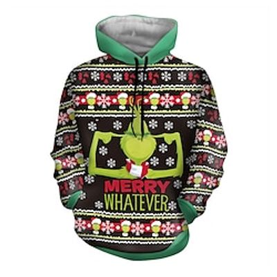 The Grinch Grinch Ugly Christmas Sweater  Sweatshirt Hoodie Print Front Pocket Graphic Hoodie For Men's Women's Unisex Adults' 3D Print 100% Polyester Party Festival Lightinthebox
