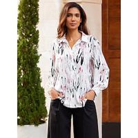 Satin Graphic Print Puff Sleeve Shirt