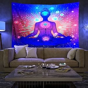 Blacklight UV Reactive Fluorescent Tapestry Mandala Bohemian Chakra Luminous Background Cloth Dormitory Decoration Hanging Cloth miniinthebox