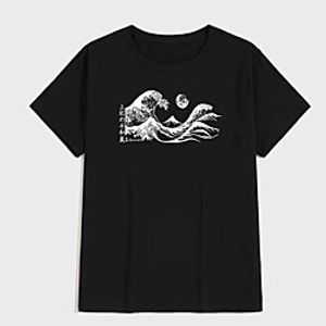Men's Tee T shirt Shirt Hot Stamping Graphic Prints Spray Print Short Sleeve Casual Tops 100% Cotton Basic Designer Big and Tall Round Neck Black / Summer miniinthebox