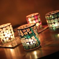 Tea Light Candle Holder Glass Mosaic Candle Holder Wedding Festival Gift Home Bar Decor