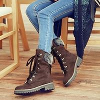 Women's Boots Combat Boots Plus Size Lace Up Boots Party Outdoor Daily Fleece Lined Booties Ankle Boots Chunky Heel Round Toe Punk Fashion Gothic Faux Suede Lace-up Solid Color Black Burgundy Blue miniinthebox - thumbnail