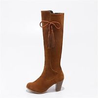 Women's Boots Knee High Boots Tassel Chunky Heel Round Toe Minimalism Daily Nubuck Zipper Fall Winter Solid Colored Black Yellow Beige miniinthebox Women's Boots Knee High Boots Tassel Chunky Heel Round Toe Minimalism Daily Nubuck Zipper Fall Winter Solid Colored Black Yellow Beige miniinthebox