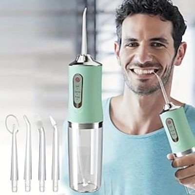 Portable Rechargeable Electric Teeth Irrigator with 4 Green Heads - Effective Oral Dental Seam Washer for Men and Women Perfect for Water Flossing and Cleaning Lightinthebox