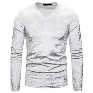 Men's T shirt Solid Colored Long Sleeve Party Tops Vintage V-Front Designer Light Gray Dark Gray White  V Neck Lightinthebox
