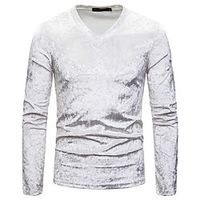 Men's T shirt Solid Colored Long Sleeve Party Tops Vintage V-Front Designer Light Gray Dark Gray White  V Neck Lightinthebox - thumbnail