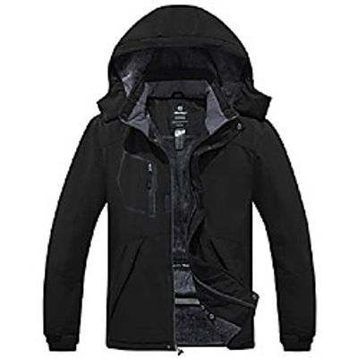 Men's Classic Multi Pockets Ski Outwear Winter Cold Rain Coat Snow Hoodie Jacket Black XL Lightinthebox